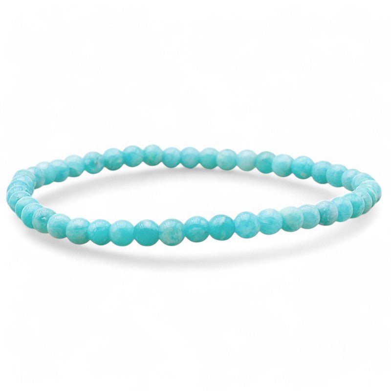 Bracelet amazonite Pérou AA (boules 3 - 4mm) - La Boite à Cailloux