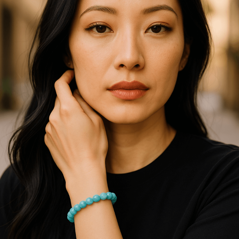 Bracelet amazonite Pérou AA (boules 3 - 4mm) - La Boite à Cailloux