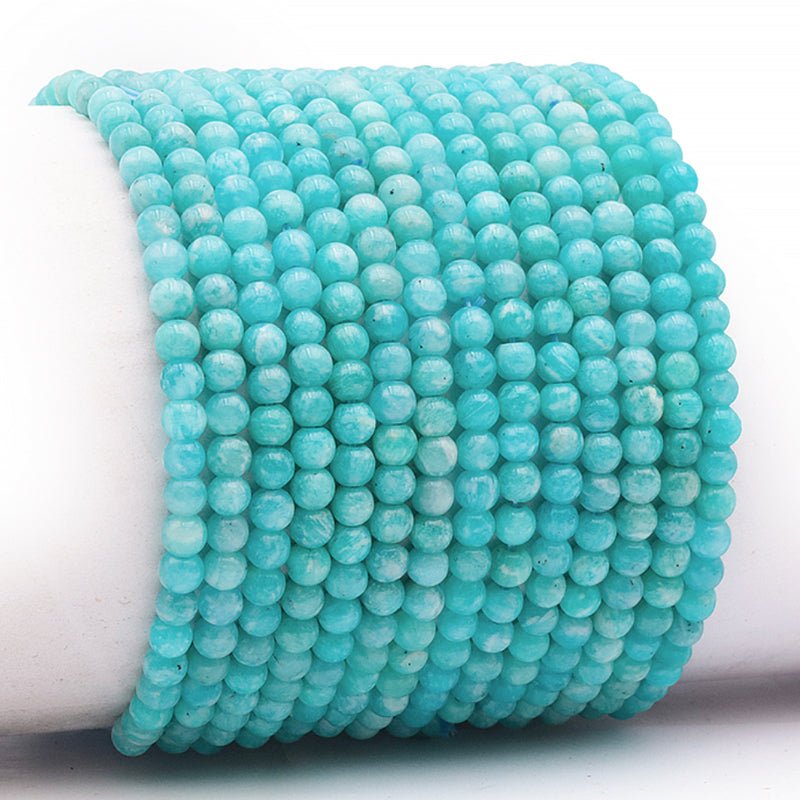 Bracelet amazonite Pérou AA (boules 3 - 4mm) - La Boite à Cailloux