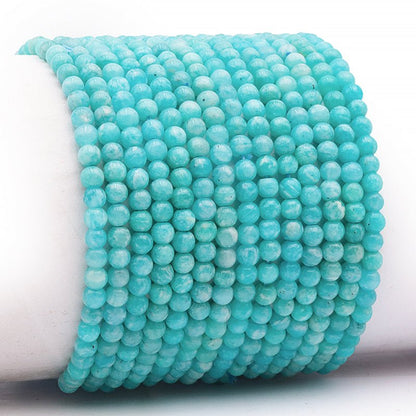 Bracelet amazonite Pérou AA (boules 3 - 4mm) - La Boite à Cailloux