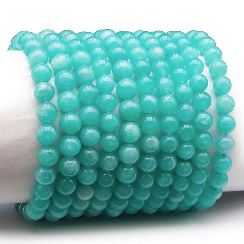 Bracelet amazonite Pérou AA (boules 7 - 8mm) - La Boite à Cailloux