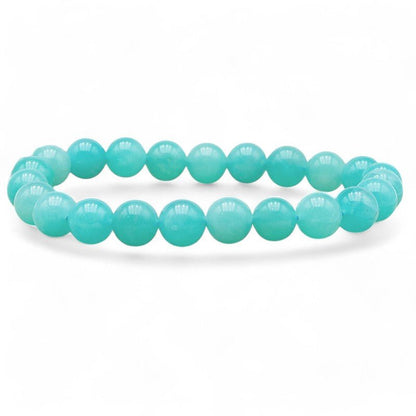 Bracelet amazonite Pérou AA (boules 7 - 8mm) - La Boite à Cailloux