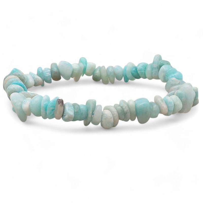 Bracelet amazonite Pérou AA (perles baroques) - La Boite à Cailloux