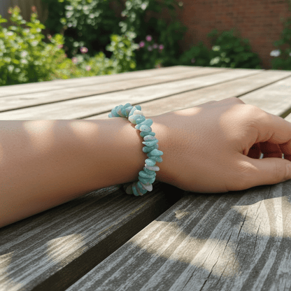 Bracelet amazonite Pérou AA (perles baroques) - La Boite à Cailloux