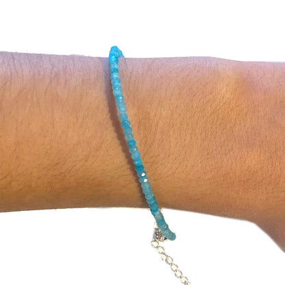 Bracelet amazonite Pérou AA perles facettées argent 925 - La Boite à Cailloux