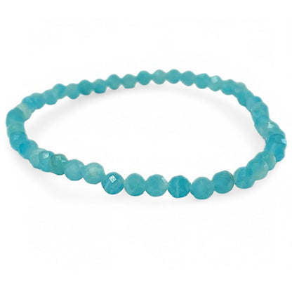 Bracelet amazonite Pérou AAA (perles facettées 3 - 4mm) - La Boite à Cailloux