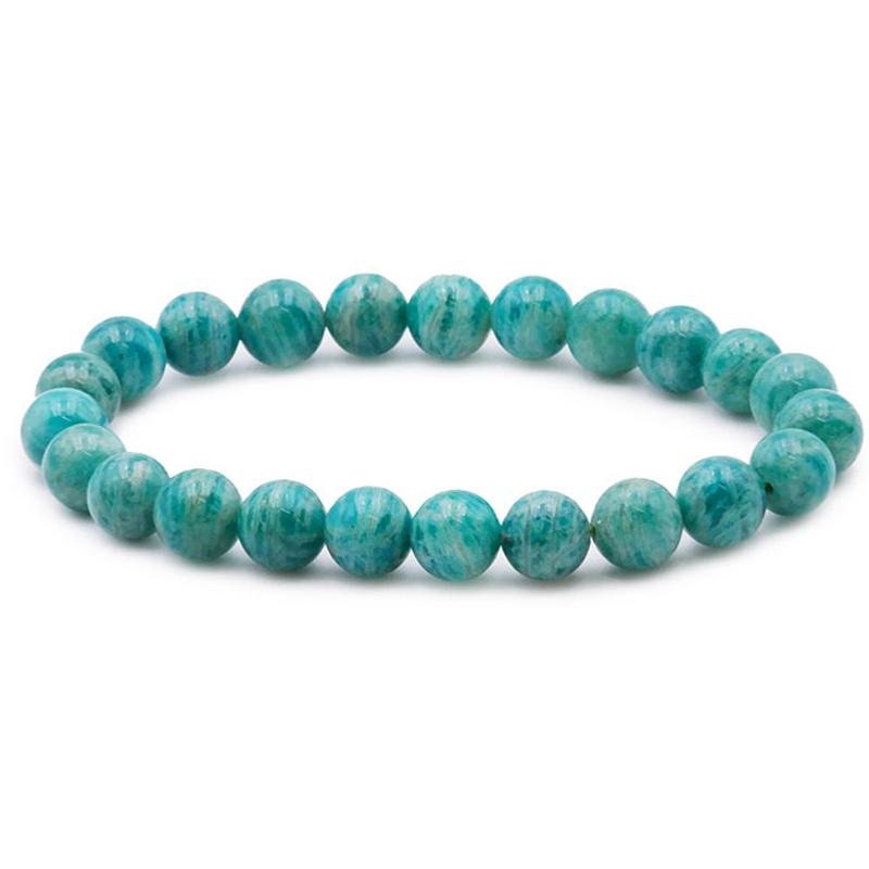 Bracelet amazonite Russie A+ (boules 7 - 8mm) - La Boite à Cailloux