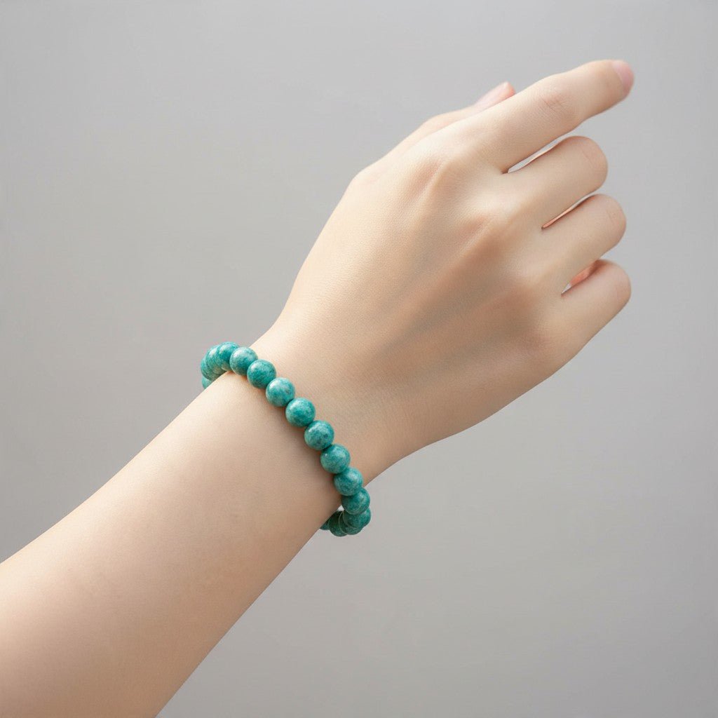 Bracelet amazonite Russie A+ (boules 7-8mm) - La Boite à Cailloux