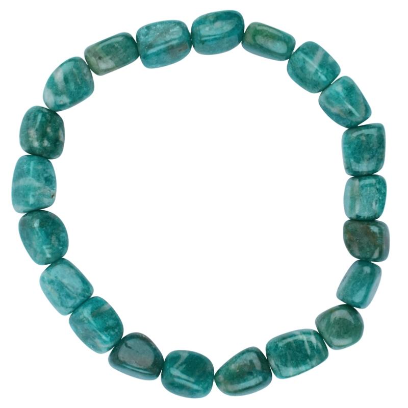 Bracelet amazonite Russie A (pierres roulées 6 - 10mm) - La Boite à Cailloux