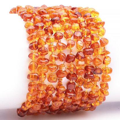 Bracelet ambre cognac Lituanie A (forme naturelle 5 - 6mm) - La Boite à Cailloux