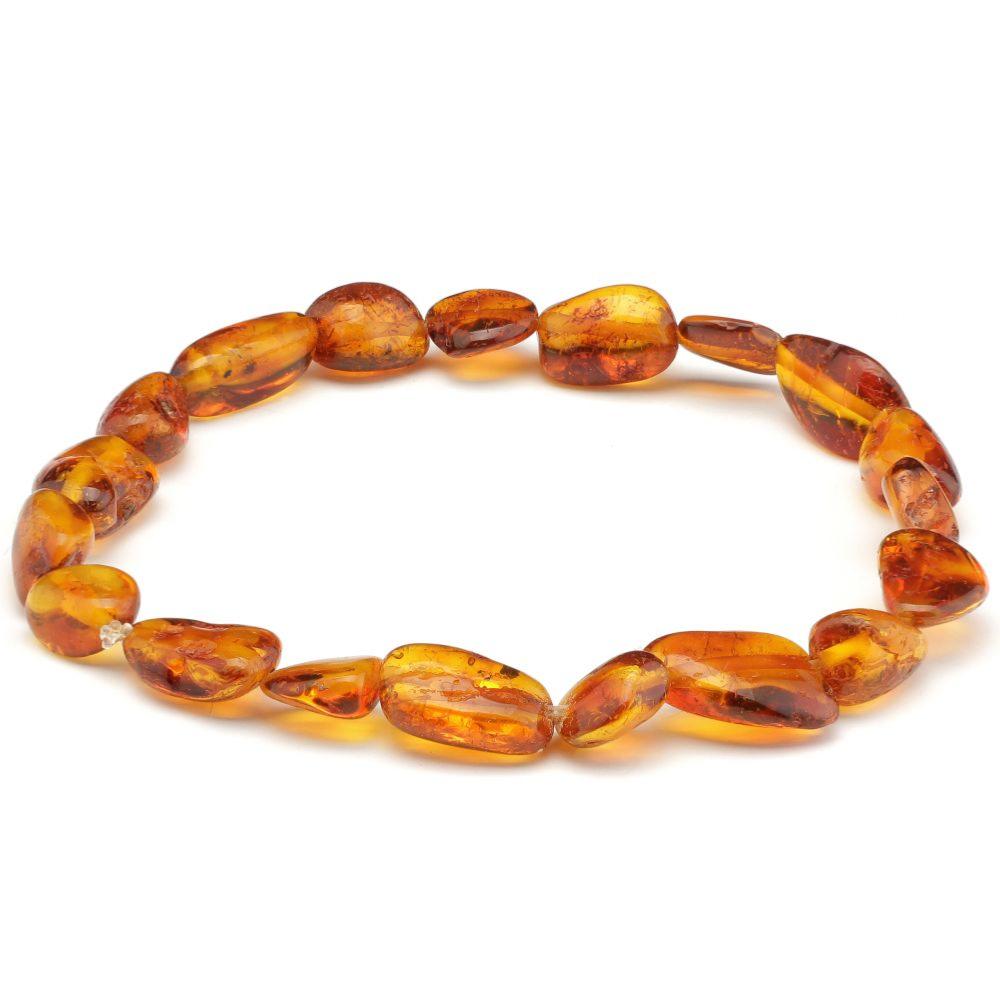 Bracelet ambre cognac Lituanie A (pierres roulées) - La Boite à Cailloux