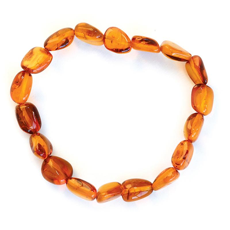 Bracelet ambre cognac Lituanie A (pierres roulées) - La Boite à Cailloux