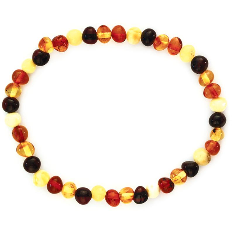 Bracelet ambre multicolore Lituanie A (perles 4 - 6mm) - La Boite à Cailloux