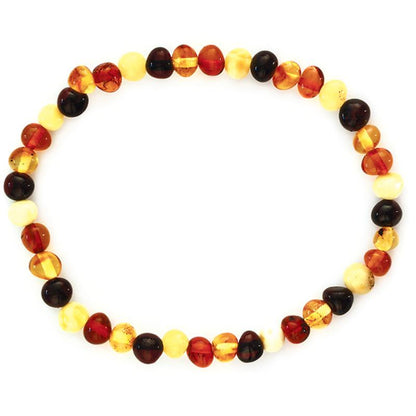 Bracelet ambre multicolore Lituanie A (perles 4 - 6mm) - La Boite à Cailloux