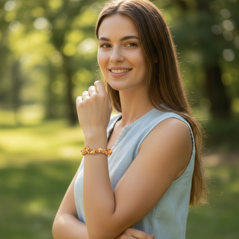 Bracelet ambre multicolore Lituanie A (perles baroques) - La Boite à Cailloux