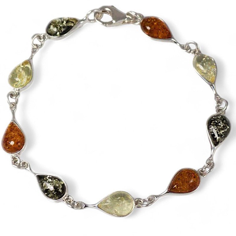 Bracelet Ambre multicolore Lituanie AA argent 925 - La Boite à Cailloux