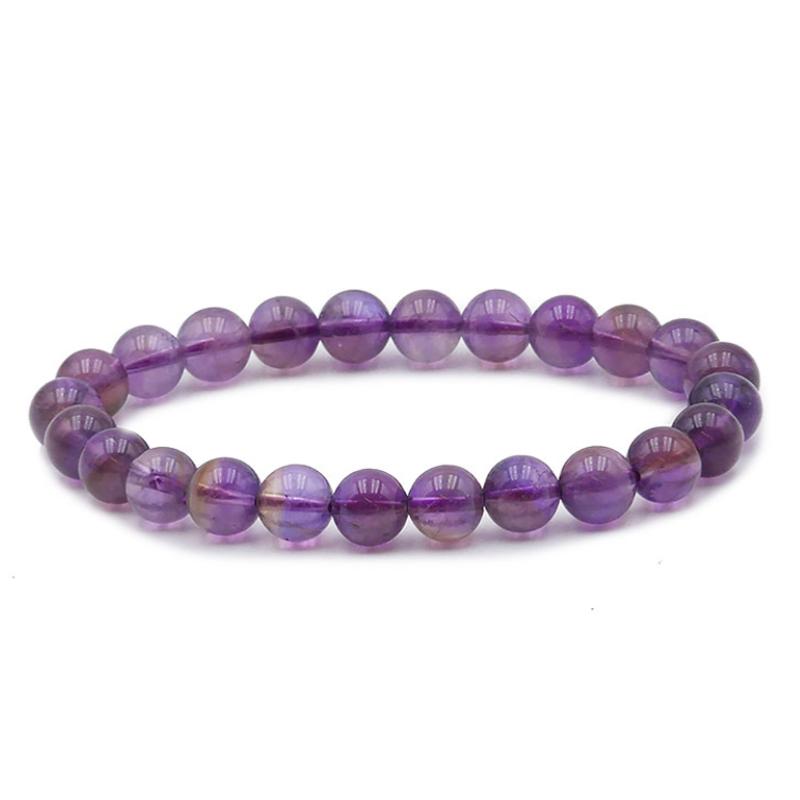 Bracelet améthyste Bolivie A (boules 7 - 8mm) - La Boite à Cailloux