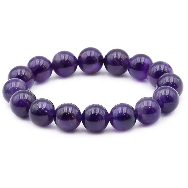 Bracelet améthyste Brésil A (boules 12mm) - La Boite à Cailloux