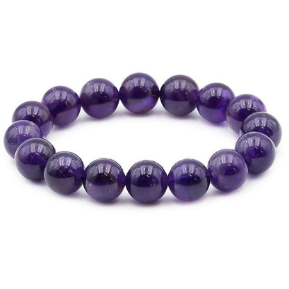 Bracelet améthyste Brésil A (boules 12mm) - La Boite à Cailloux