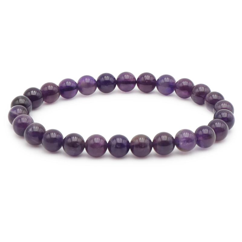 Bracelet améthyste Brésil A (boules 7 - 8mm) - Taille L - La Boite à Cailloux