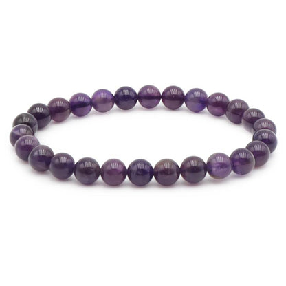 Bracelet améthyste Brésil A (boules 7 - 8mm) - Taille L - La Boite à Cailloux