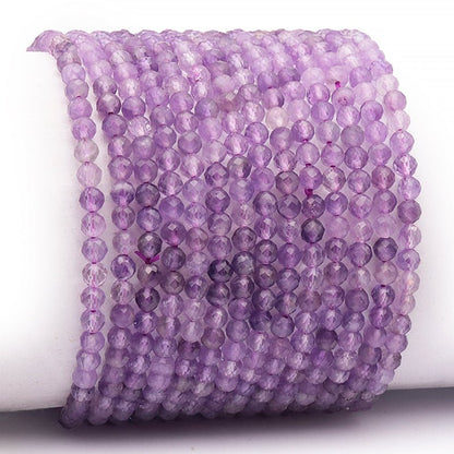 Bracelet améthyste Brésil A (perles facettées 3 - 4mm) - La Boite à Cailloux