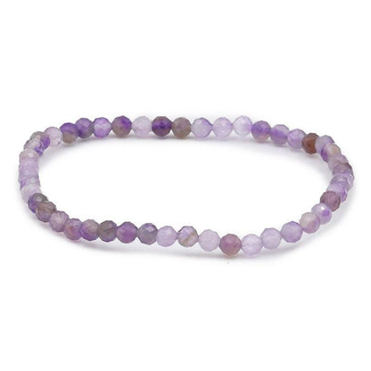 Bracelet améthyste Brésil A (perles facettées 3 - 4mm) - La Boite à Cailloux