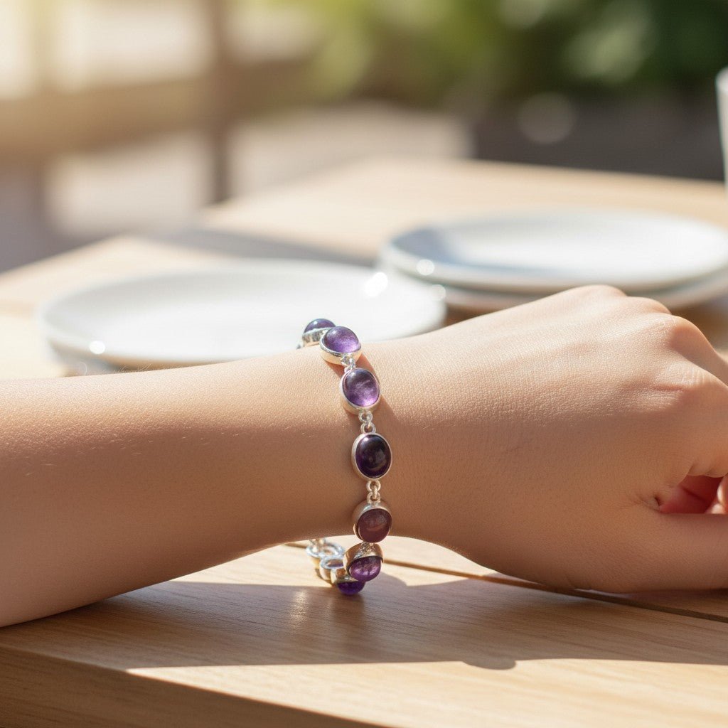 Bracelet améthyste Brésil AA argent 925 - La Boite à Cailloux