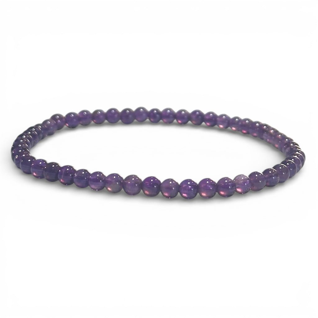 Bracelet améthyste Brésil AA (boules 3 - 4mm) - La Boite à Cailloux