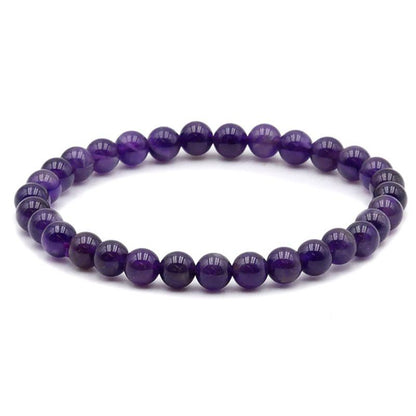 Bracelet améthyste Brésil AA (boules 5 - 6mm) - La Boite à Cailloux