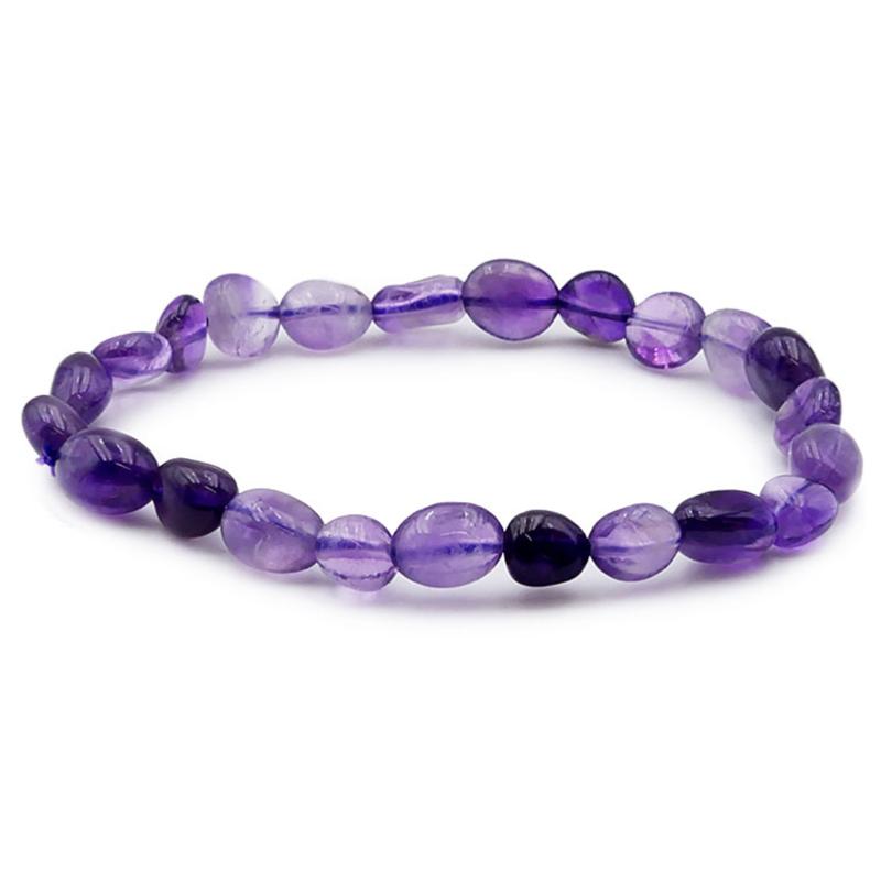 Bracelet améthyste Brésil AA (grains 5 - 7mm) - La Boite à Cailloux