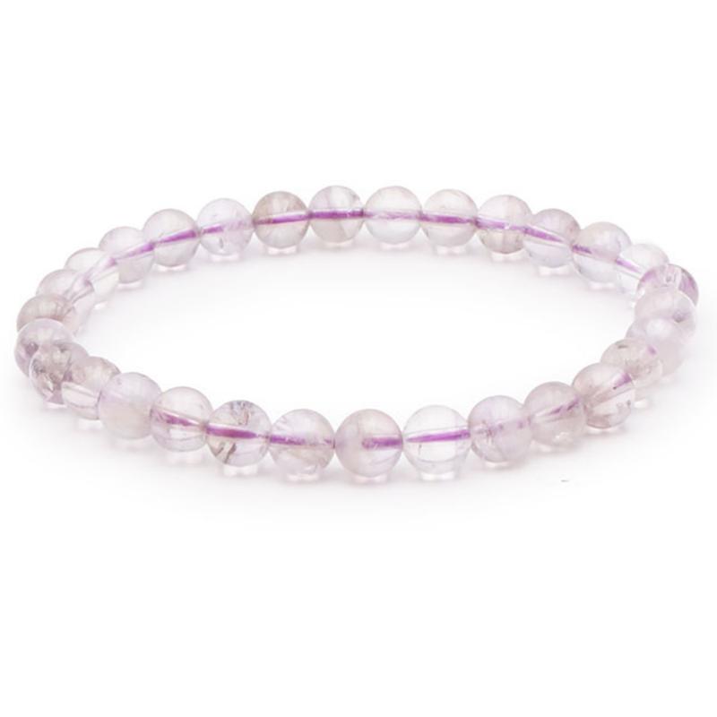 Bracelet améthyste claire Brésil AA (boules 5 - 6mm) - La Boite à Cailloux