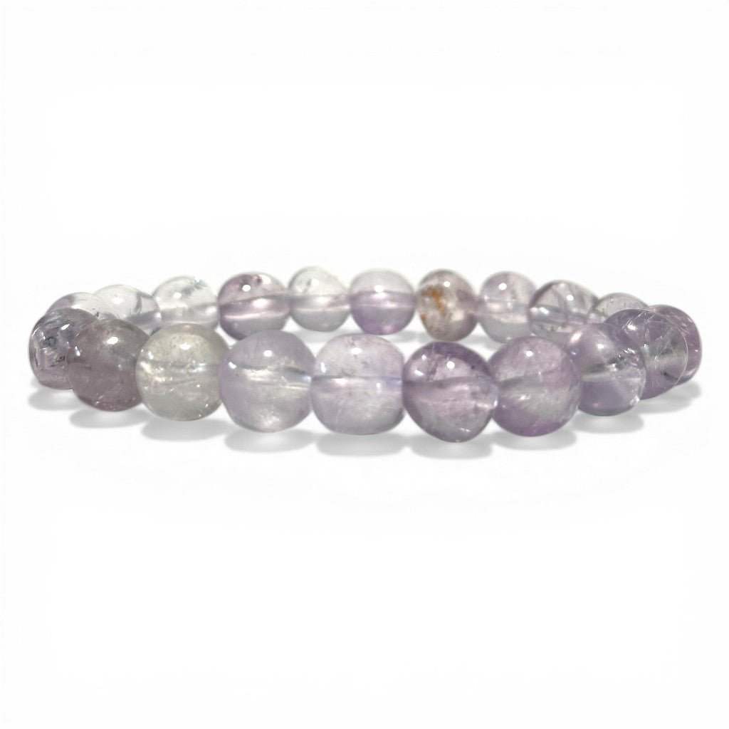 Bracelet améthyste claire Brésil AA (pierres roulées) - 10 - 12mm - La Boite à Cailloux