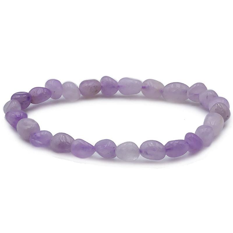 Bracelet améthyste lavande Brésil A (grains 5 - 7mm) - La Boite à Cailloux