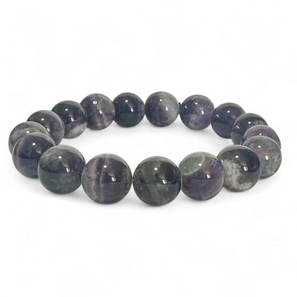 Bracelet améthyste rubanée Brésil A (boules 12mm) - La Boite à Cailloux