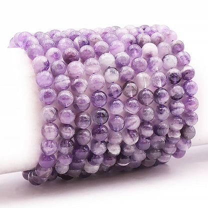 Bracelet améthyste rubanée Brésil A (boules 7 - 8mm) - Taille L - La Boite à Cailloux