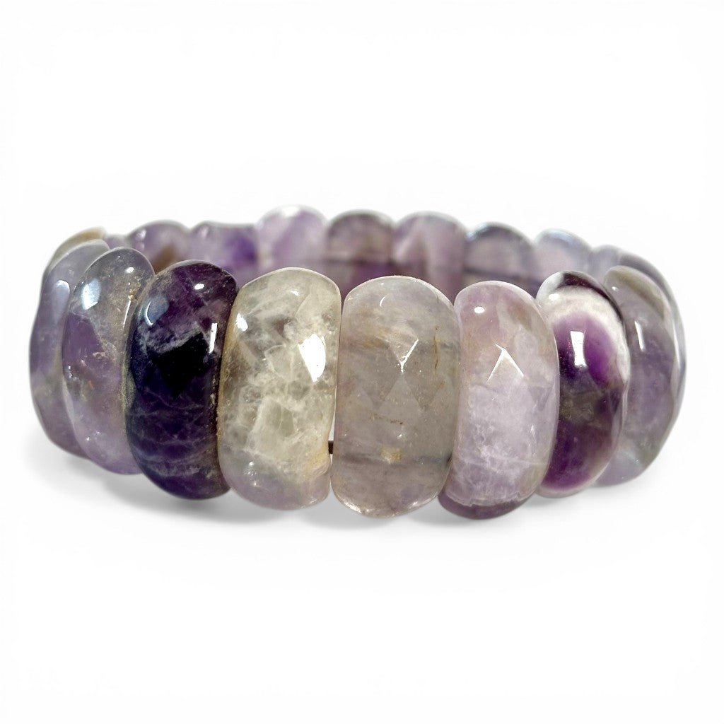 Bracelet améthyste rubanée Brésil A (pierres facettées) - La Boite à Cailloux