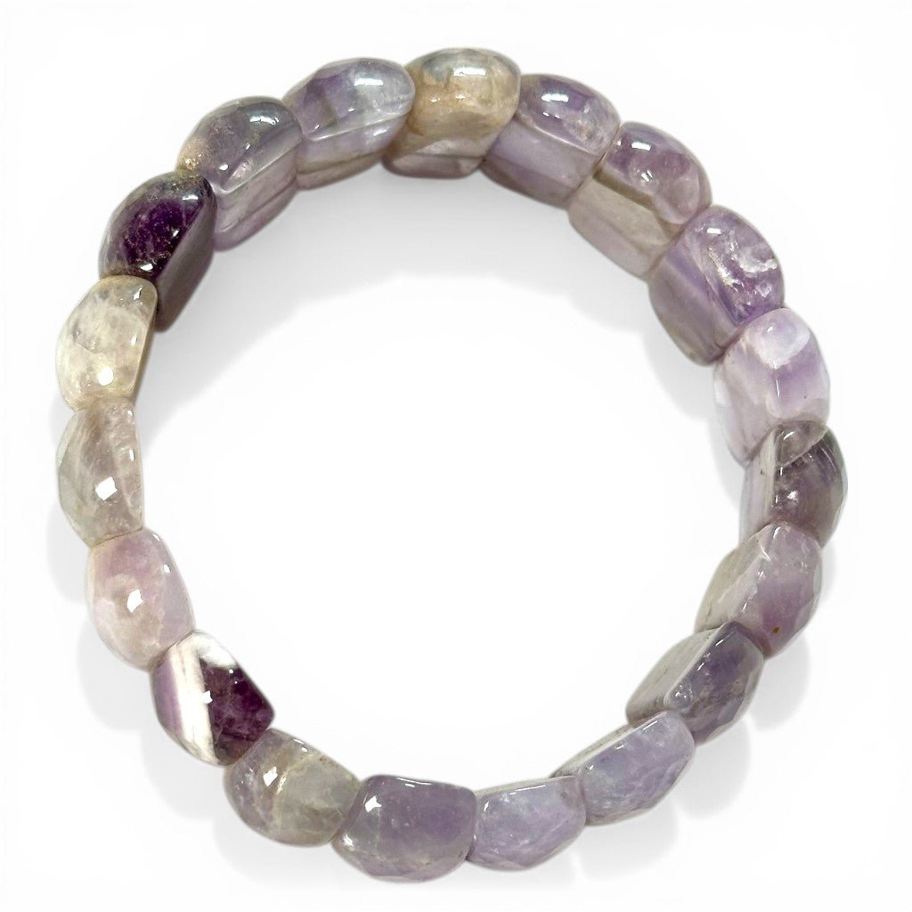 Bracelet améthyste rubanée Brésil A (pierres facettées) - La Boite à Cailloux