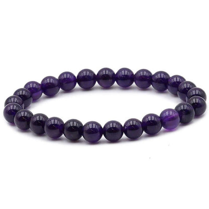 Bracelet améthyste Uruguay AA (boules 7 - 8mm) - La Boite à Cailloux