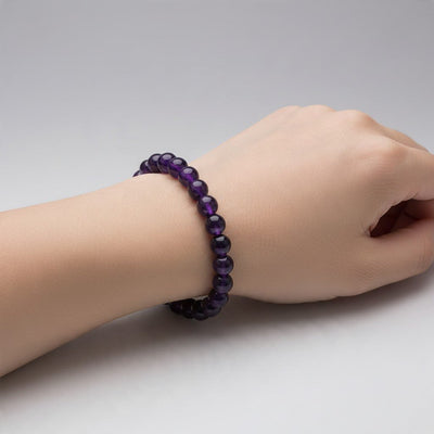 Pulseira de ametista do Uruguai AA (contas redondas de 7-8 mm)