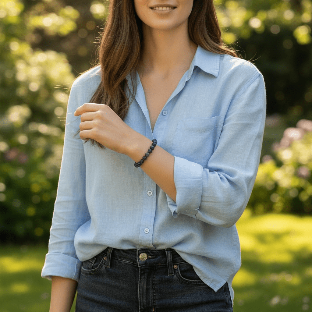 Bracelet améthyste Zambie AB (boules 7 - 8mm) - La Boite à Cailloux