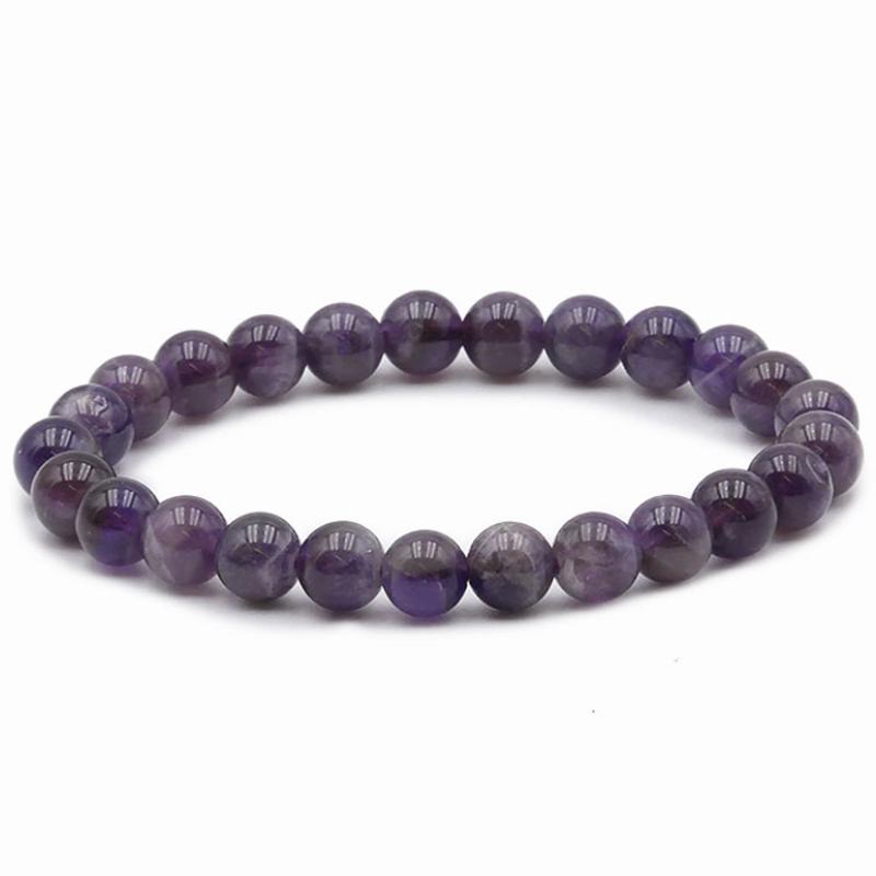 Bracelet améthyste Zambie AB (boules 7 - 8mm) - La Boite à Cailloux