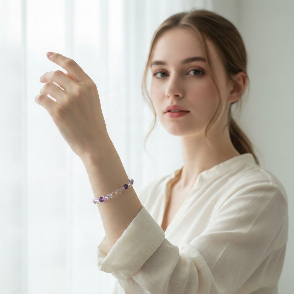 Bracelet amétrine Brésil A (boules 7-8mm) - La Boite à Cailloux