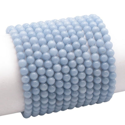 Bracelet angélite Pérou A (boules 5 - 6mm) - La Boite à Cailloux