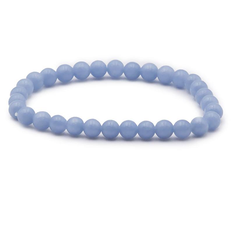 Bracelet angélite Pérou A (boules 5 - 6mm) - La Boite à Cailloux