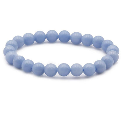 Bracelet angélite Pérou A (boules 7 - 8mm) - La Boite à Cailloux