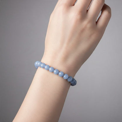 Bracelet angélite Pérou A (boules 7-8mm) - La Boite à Cailloux