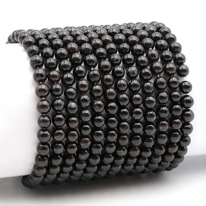 Bracelet anthophyllite Canada A+ (boules 5 - 6mm) - La Boite à Cailloux
