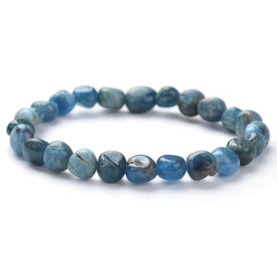 Pulsera de apatita azul Madagascar A (granos 5-7mm)