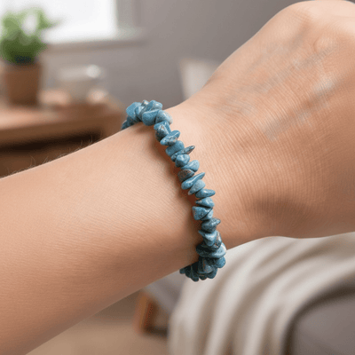 Pulsera Madagascar A+ apatito azul (perlas barrocas)